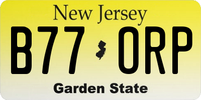 NJ license plate B77ORP