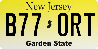NJ license plate B77ORT