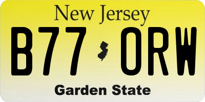 NJ license plate B77ORW