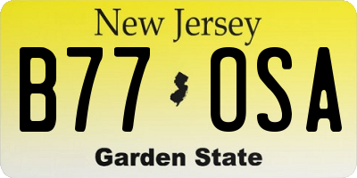 NJ license plate B77OSA