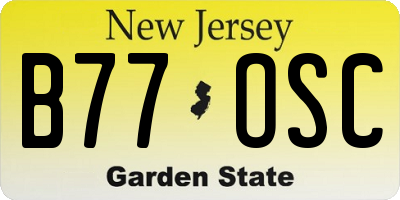 NJ license plate B77OSC