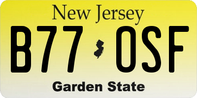 NJ license plate B77OSF