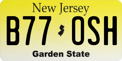 NJ license plate B77OSH