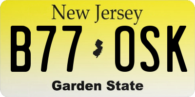 NJ license plate B77OSK