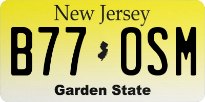NJ license plate B77OSM
