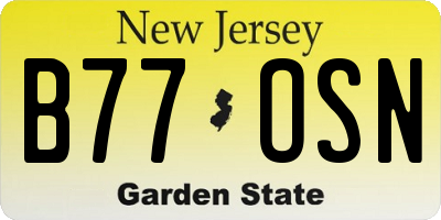 NJ license plate B77OSN
