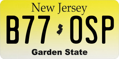 NJ license plate B77OSP
