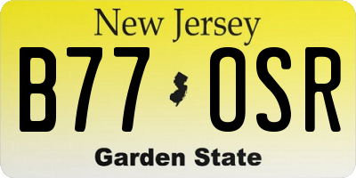 NJ license plate B77OSR