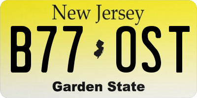 NJ license plate B77OST