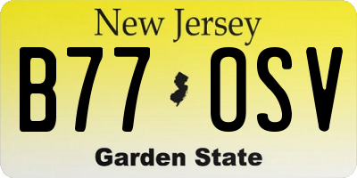 NJ license plate B77OSV