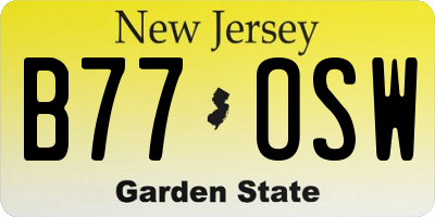 NJ license plate B77OSW