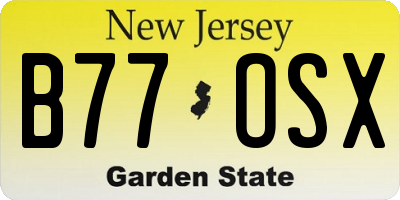 NJ license plate B77OSX