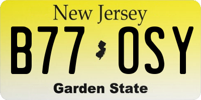 NJ license plate B77OSY