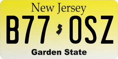 NJ license plate B77OSZ