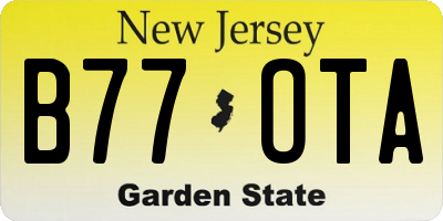NJ license plate B77OTA