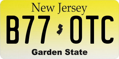 NJ license plate B77OTC