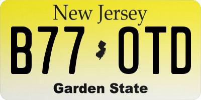 NJ license plate B77OTD