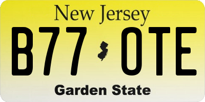 NJ license plate B77OTE