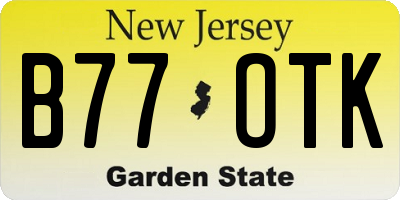NJ license plate B77OTK