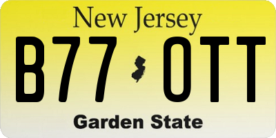 NJ license plate B77OTT