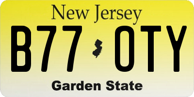 NJ license plate B77OTY
