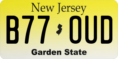NJ license plate B77OUD
