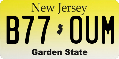 NJ license plate B77OUM