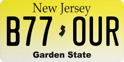 NJ license plate B77OUR