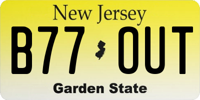 NJ license plate B77OUT