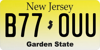 NJ license plate B77OUU