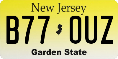 NJ license plate B77OUZ