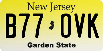NJ license plate B77OVK