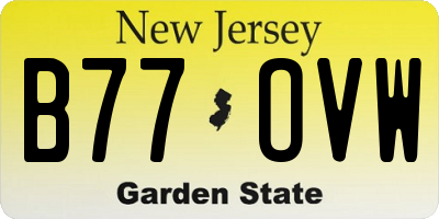 NJ license plate B77OVW
