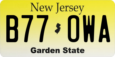 NJ license plate B77OWA