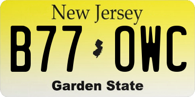 NJ license plate B77OWC