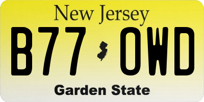 NJ license plate B77OWD