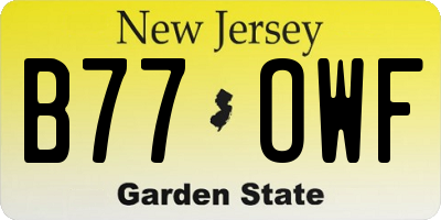 NJ license plate B77OWF