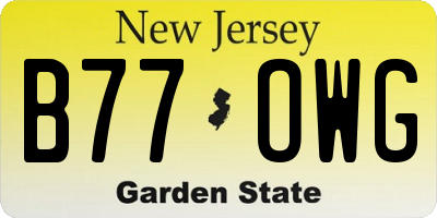 NJ license plate B77OWG
