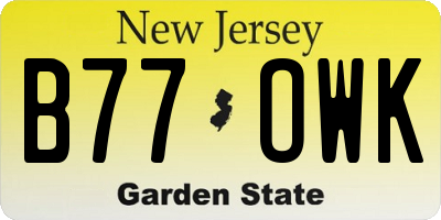 NJ license plate B77OWK