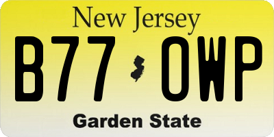 NJ license plate B77OWP