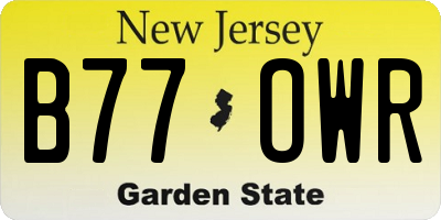 NJ license plate B77OWR