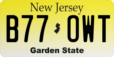 NJ license plate B77OWT