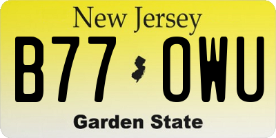 NJ license plate B77OWU
