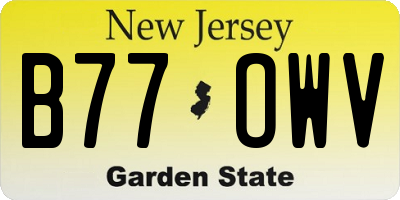 NJ license plate B77OWV