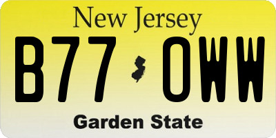 NJ license plate B77OWW
