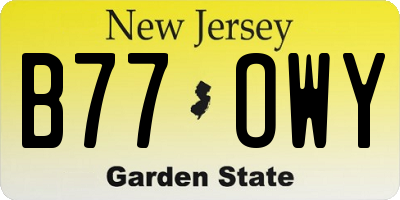 NJ license plate B77OWY
