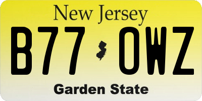 NJ license plate B77OWZ