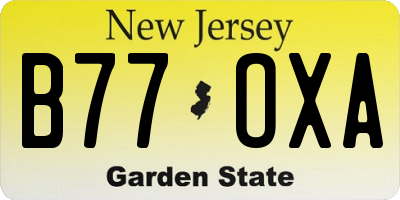 NJ license plate B77OXA