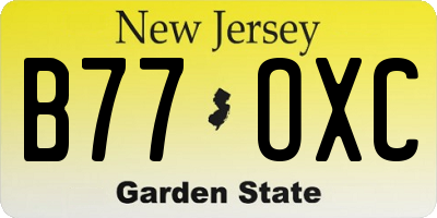 NJ license plate B77OXC