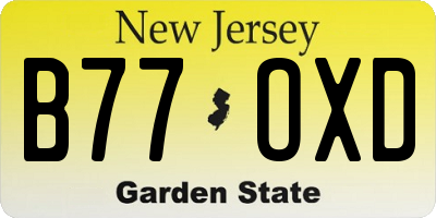 NJ license plate B77OXD